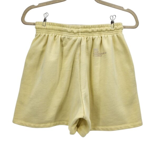 WRSTBHVR Studio Womens Medium Shorts June Pastel Yellow Sweat Gym Drawstring - Picture 3 of 11